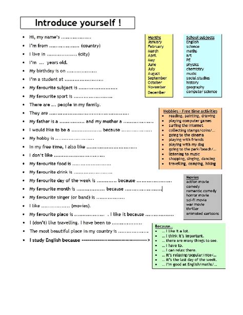 what to include when introducing yourself in class