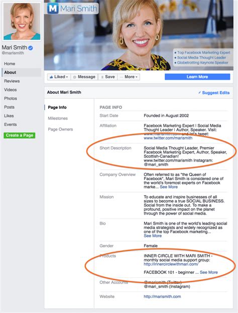 what to put in bio in facebook page