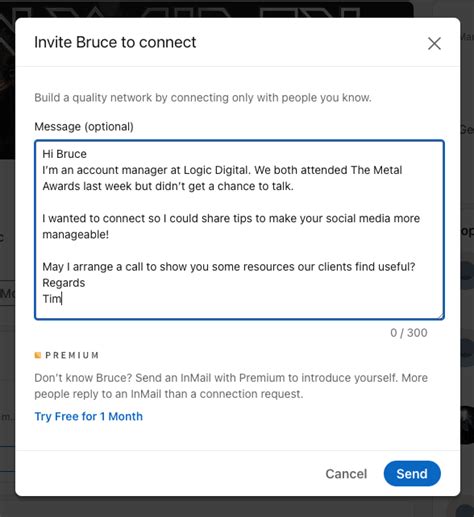 what to say in a note on linkedin