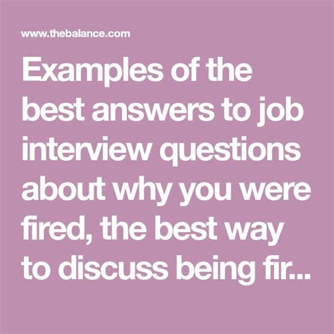 what to say in interview if you were fired