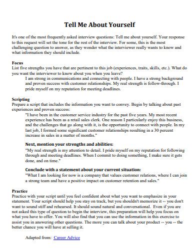 what to tell about yourself in an interview examples