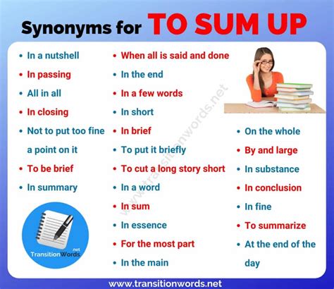 what to use instead of to sum up