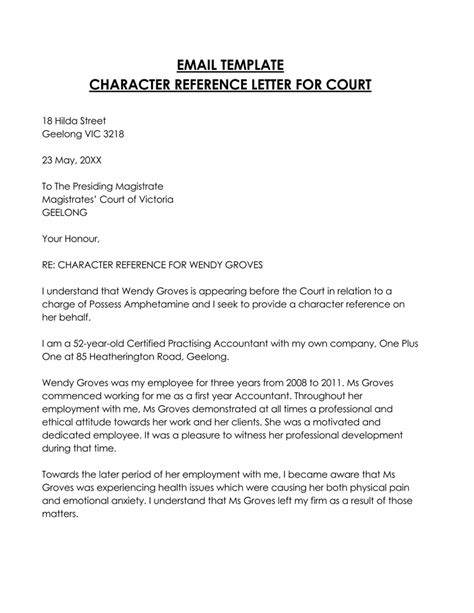 what to write in a character reference for court uk