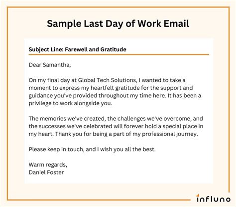what to write in a last day of work email