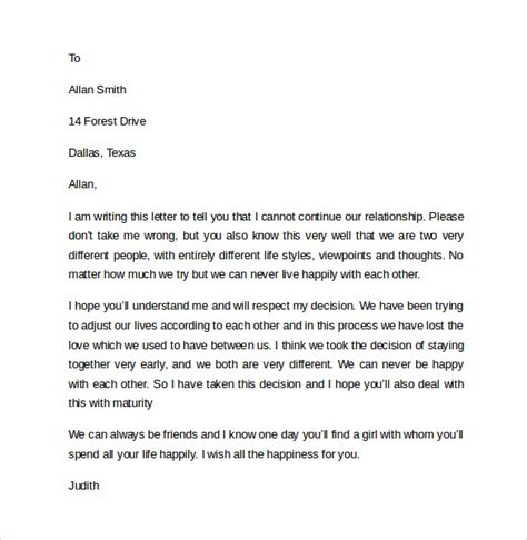 what to write in a letter after a breakup