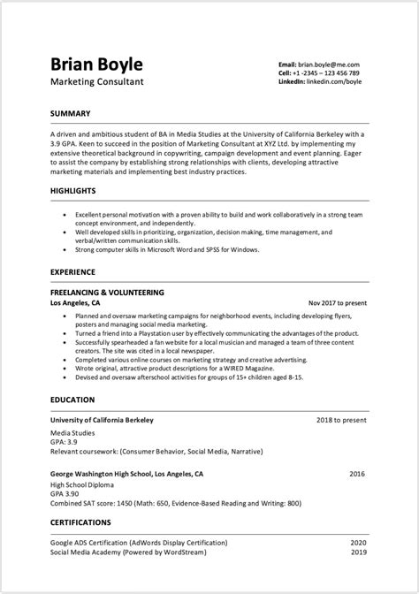 what to write in a resume with no work experience
