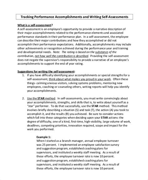 what to write in a self evaluation report