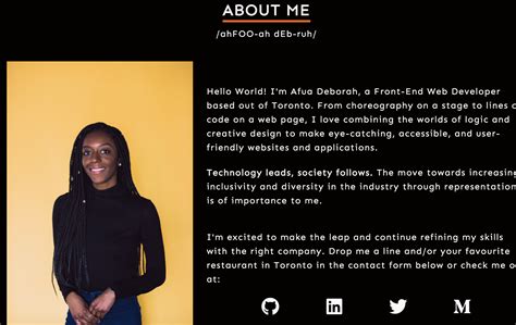 what to write in about me in portfolio sample
