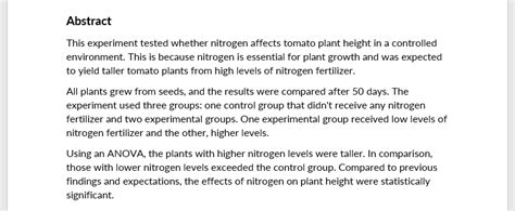 what to write in abstract of lab report