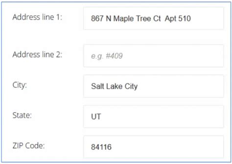 what to write in address line 1 2 and 3