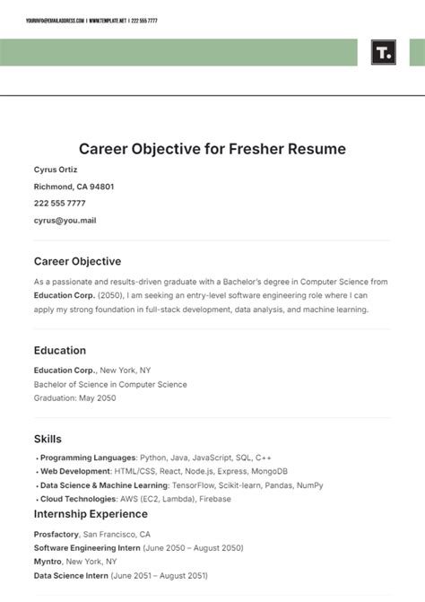 what to write in cv objective for freshers