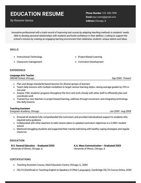 what to write in description of education in resume