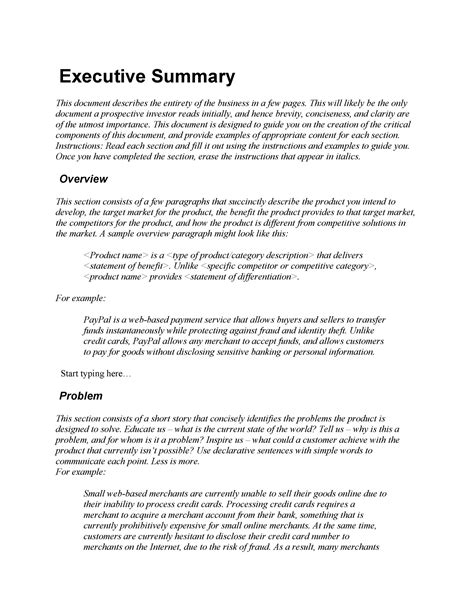 what to write in executive summary of a report