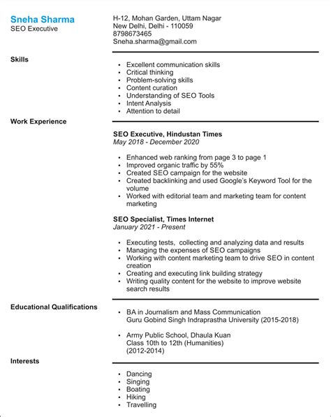 what to write in hobbies in resume for freshers
