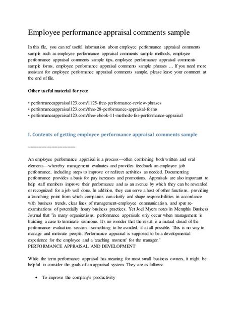 what to write in performance appraisal examples