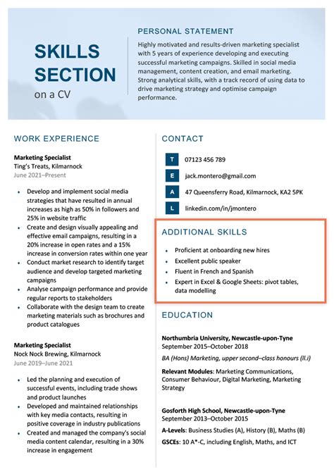 what to write in skills in cv examples