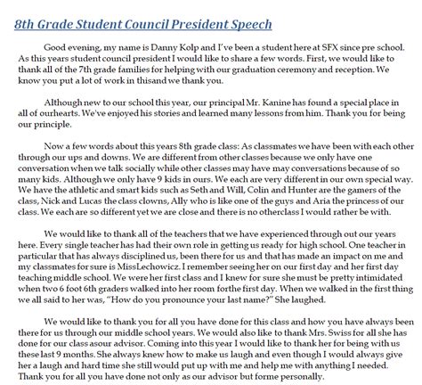 what to write in student council speech example