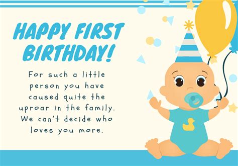 what to write on a 1st birthday card
