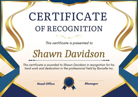 what to write on certificate of recognition