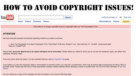 what to write to avoid copyright on youtube