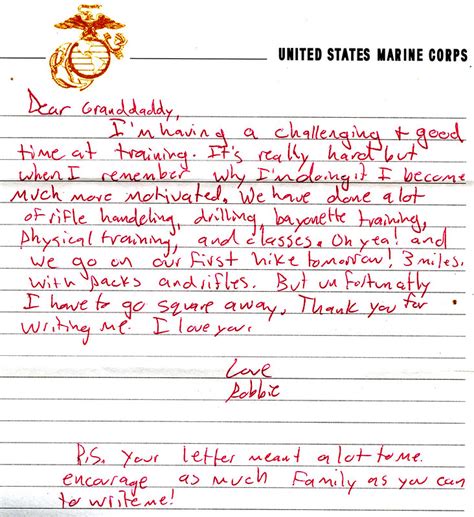 what to write to someone in boot camp