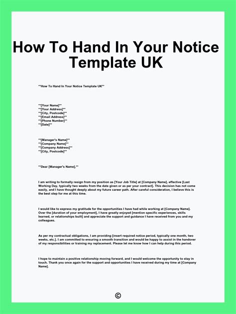 what to write when handing in your notice