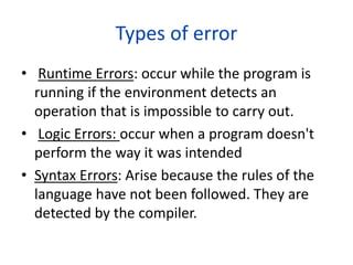 What Type Of Error Can Be Detected At Program Runtime