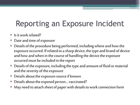 what type of information is not included in an exposure incident report