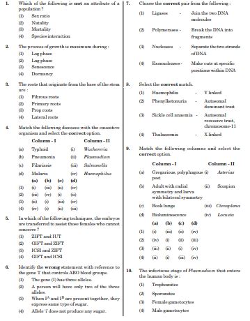 what type of questions are in neet