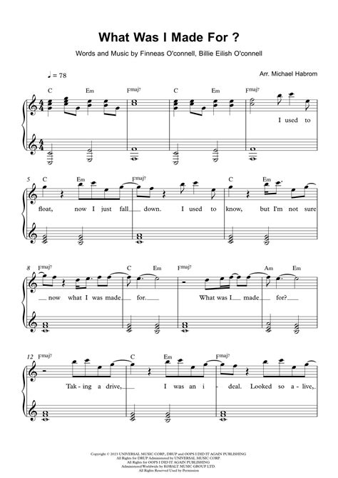 what was i made for sheet music pdf