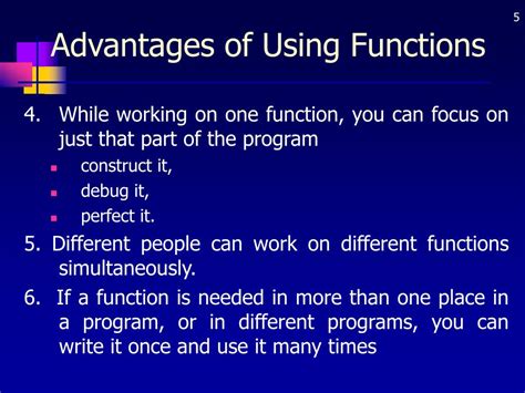 what were the benefits of using functions in this program to abstract away detail