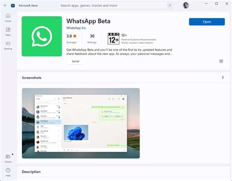 whatsapp beta ms store
