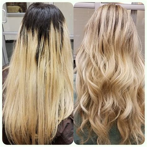 Before and after bleach blonde to dark ombre. Bleach blonde, Hair