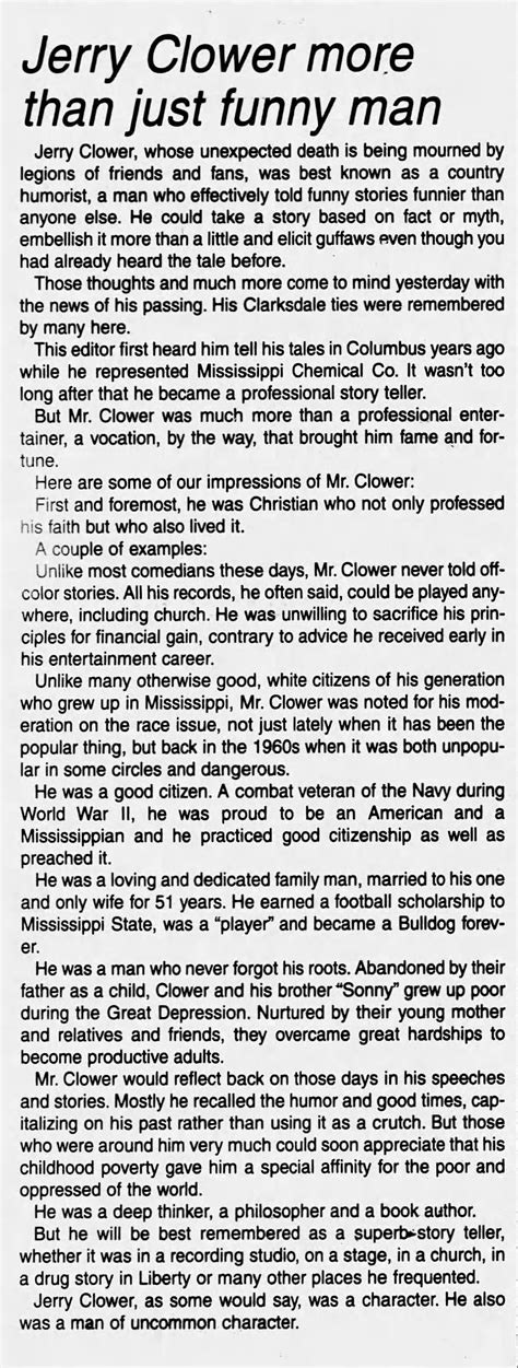 when did jerry clower die