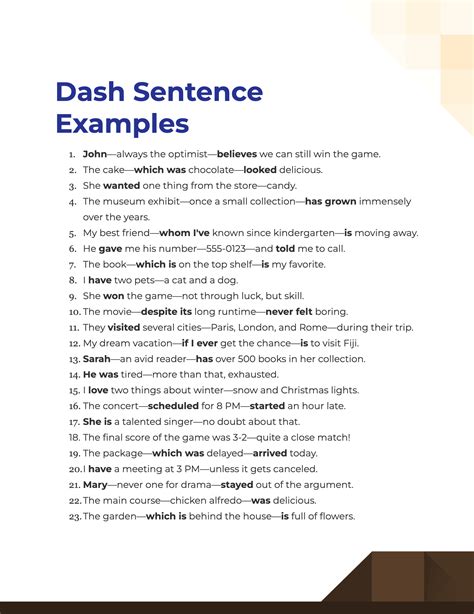 when do you use dashes in a sentence examples