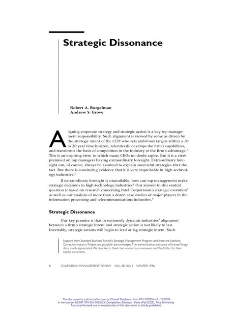 when does strategic dissonance occur
