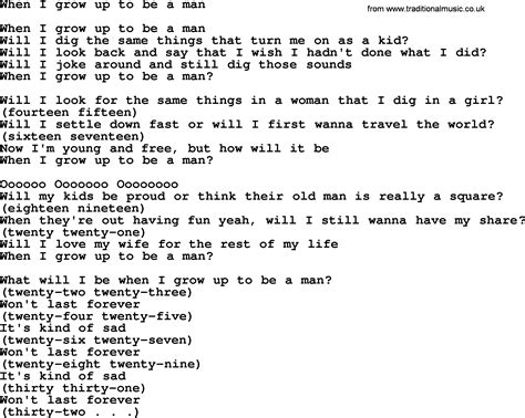 when i grow up to be a man lyrics