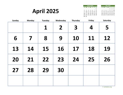 when is april 2025