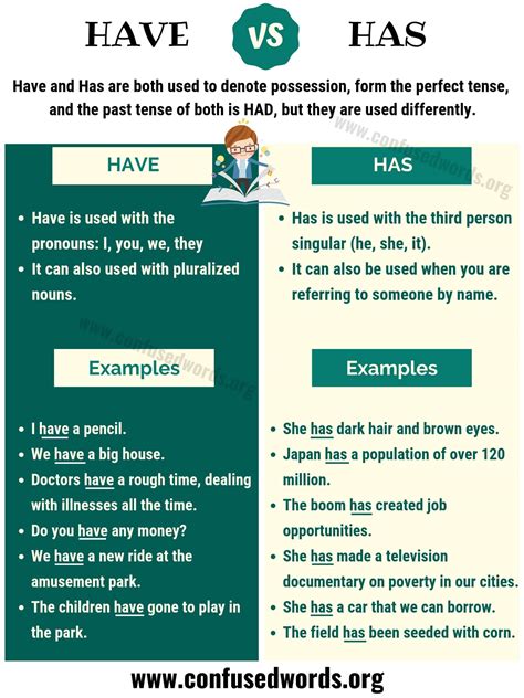 when is has and have use in a sentence