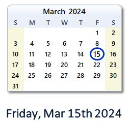 when is march 15th 2024