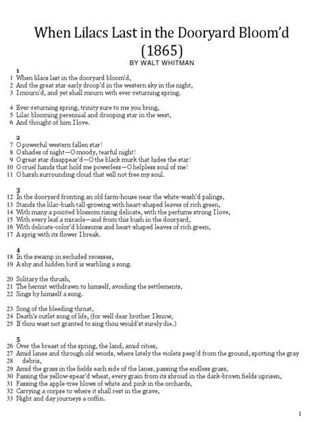 When Lilacs Last In The Dooryard Bloom'd Questions And Answers