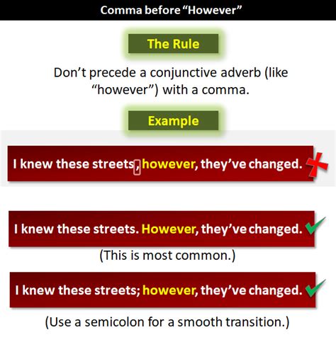 when to use a semicolon with however