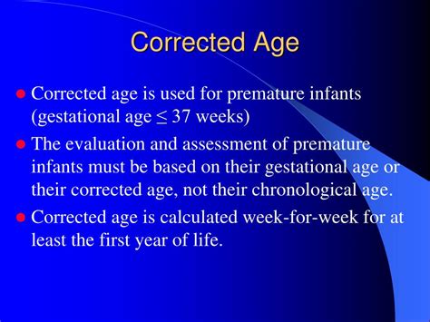 when to use corrected age