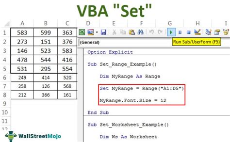 When To Use Set In Vba Excel