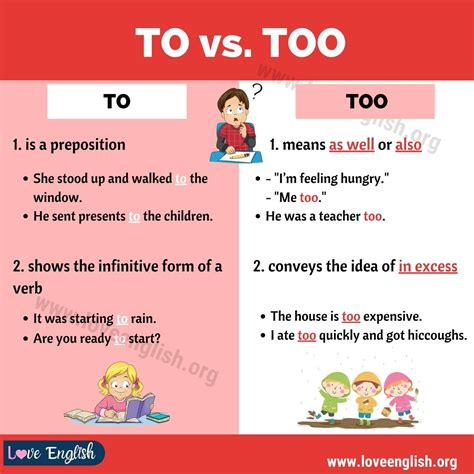 when to use too instead of to in a sentence
