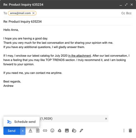 when to write good day in email