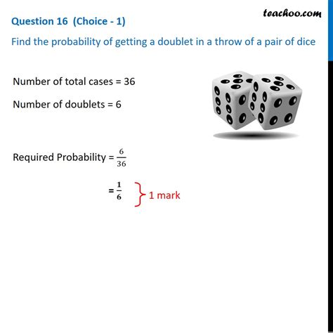 When Two Dice Are Thrown The Probability Of Getting Doublet Is