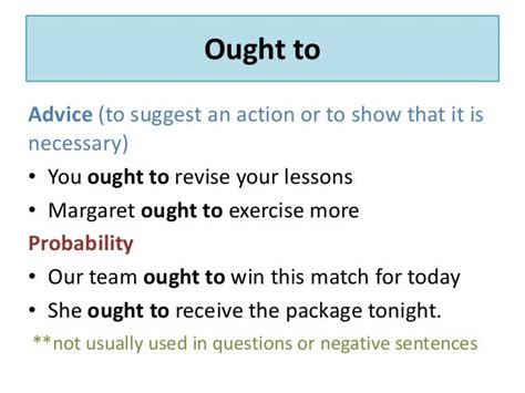 when we use ought to in modals