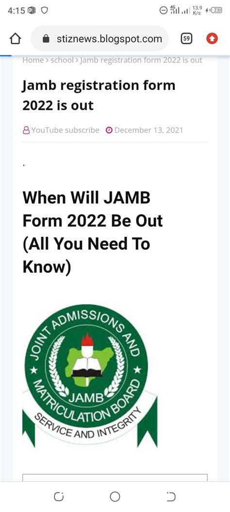 when will jamb form be out