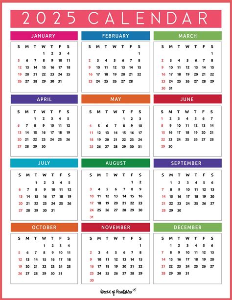 2025 Year Calendars 70 Best Printables World of Printables